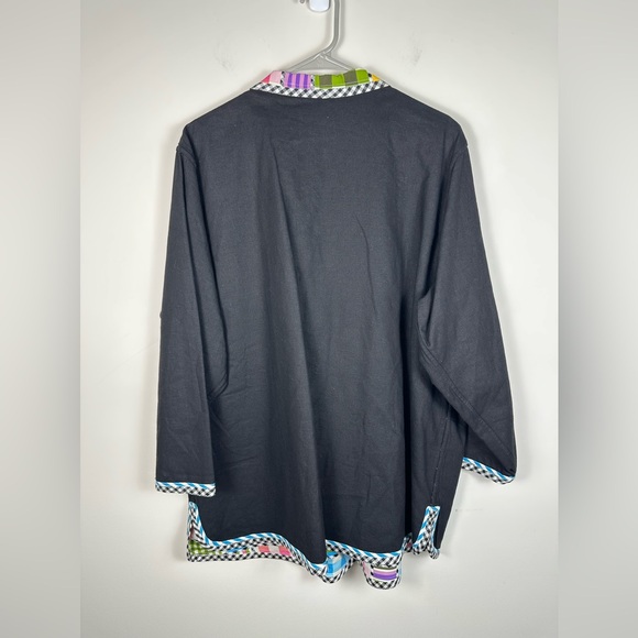 Koos of Course Black Linen multi color contrasting reversible Woman Blazer 2X - Picture 7 of 14